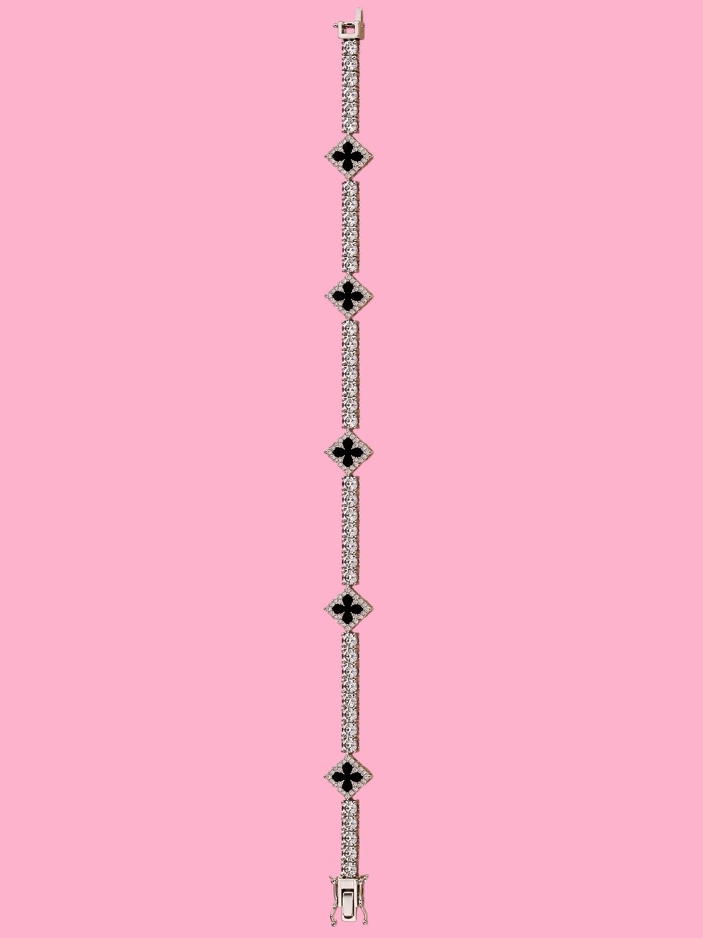 ✨ Lucky Clover Iced-Out Tennis Bracelet | 4mm CZ Chain | Black Enamel Clover 🖤✨ - Picture 9 of 9